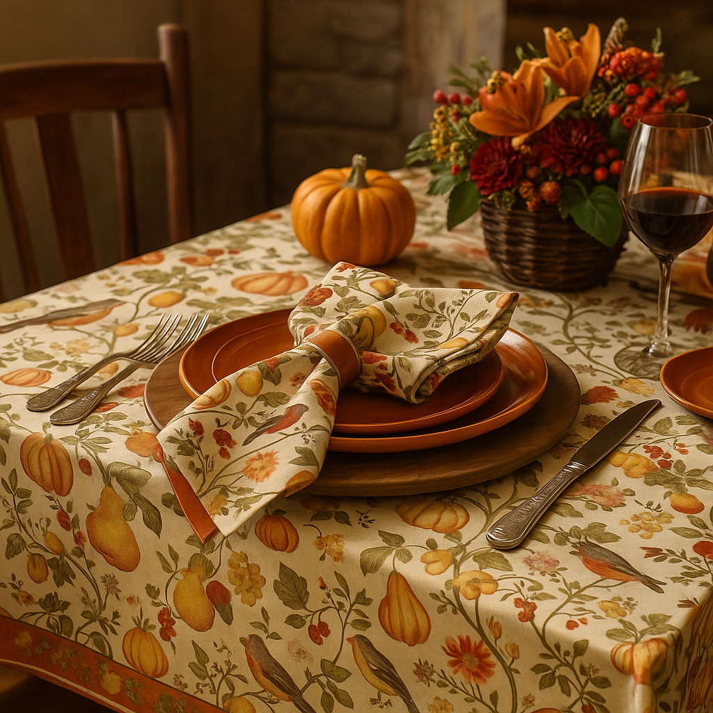 Mantel - Colección Navidad - thanksgiving pájaros