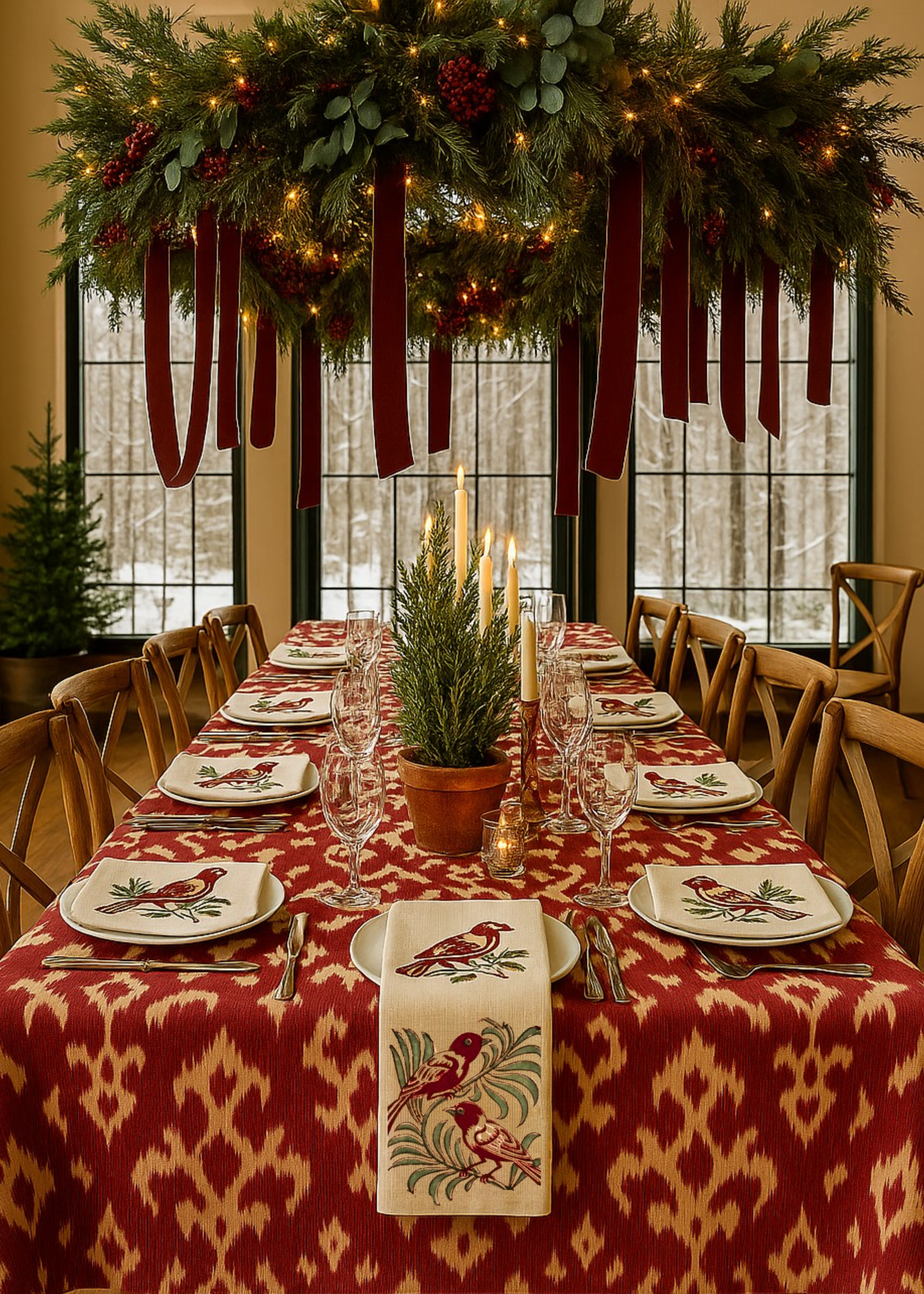 Mantel - Colección Navidad - Ikat rojo