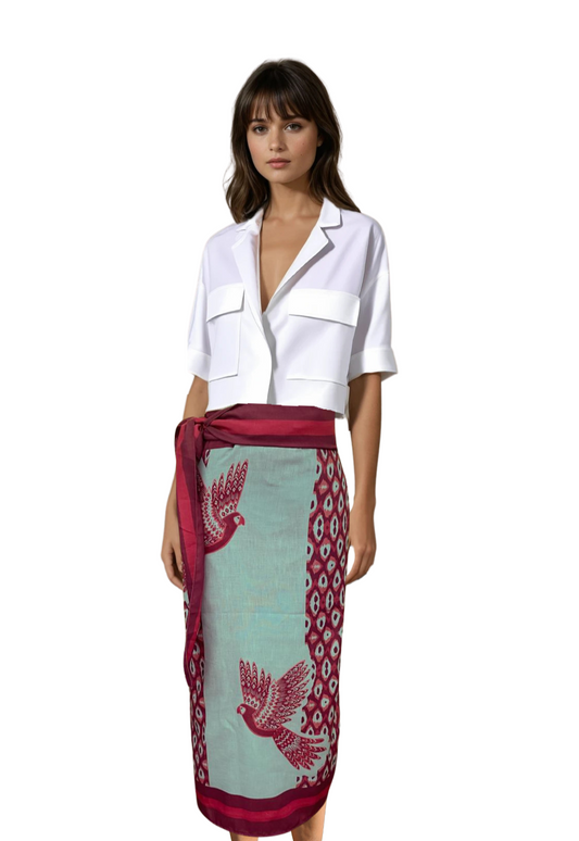 Falda loras verde agua y rojo