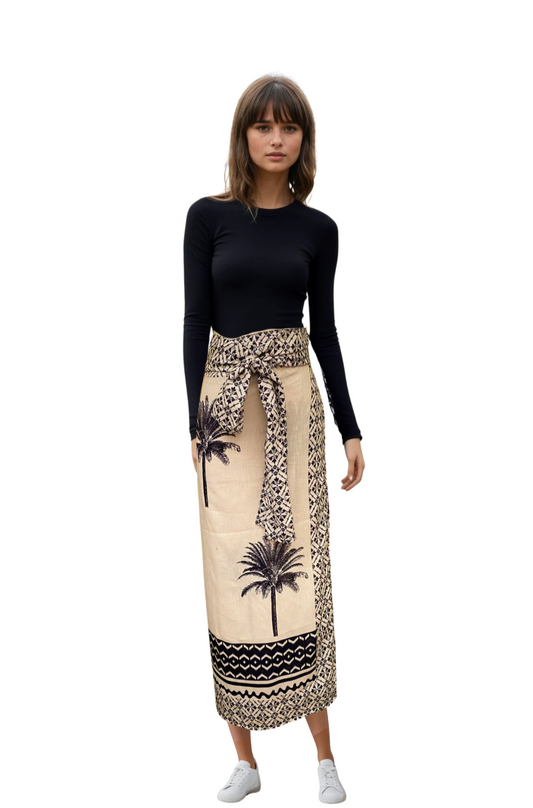 Falda Palmas y arabescos beige