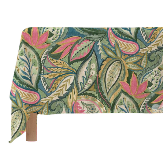 Mantel Colección Home 2025-Día de la madre-hojas verde y rosado