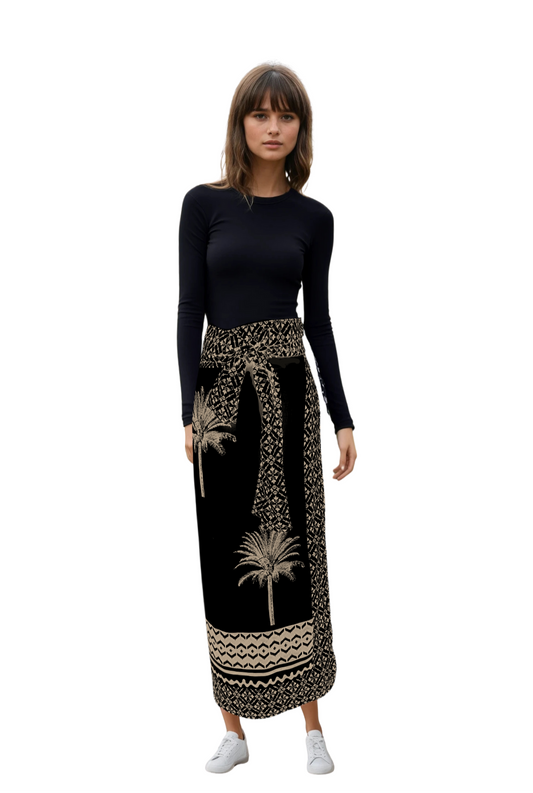 Falda Palmas y arabescos negra
