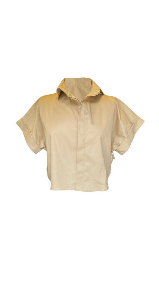 Colección blusas- Blusa manga corta beige