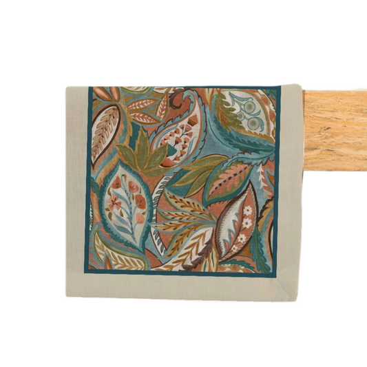 Camino de mesa - Colección Home 2025 - Día de la madre- Hojas azul y terracota