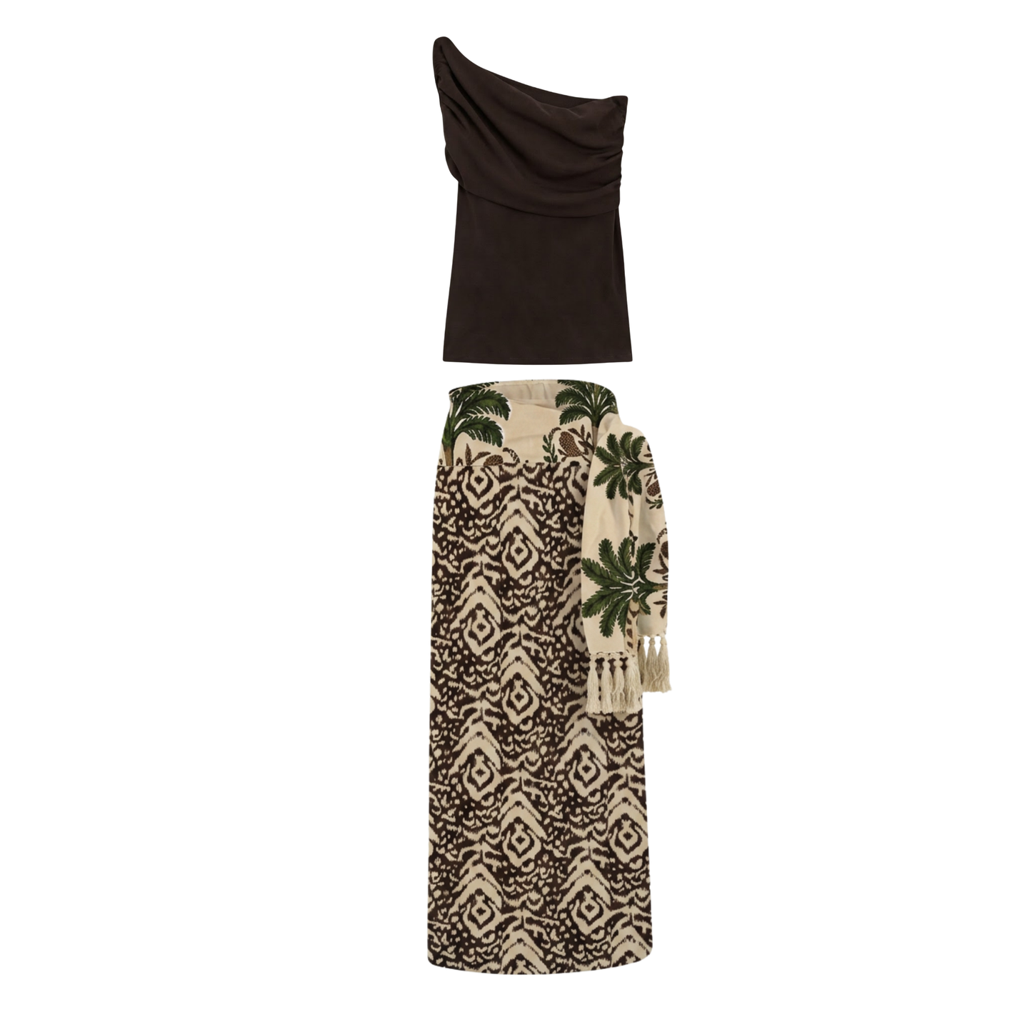 Colección vestidos- conjunto Ikat palmas  blusa doble faz