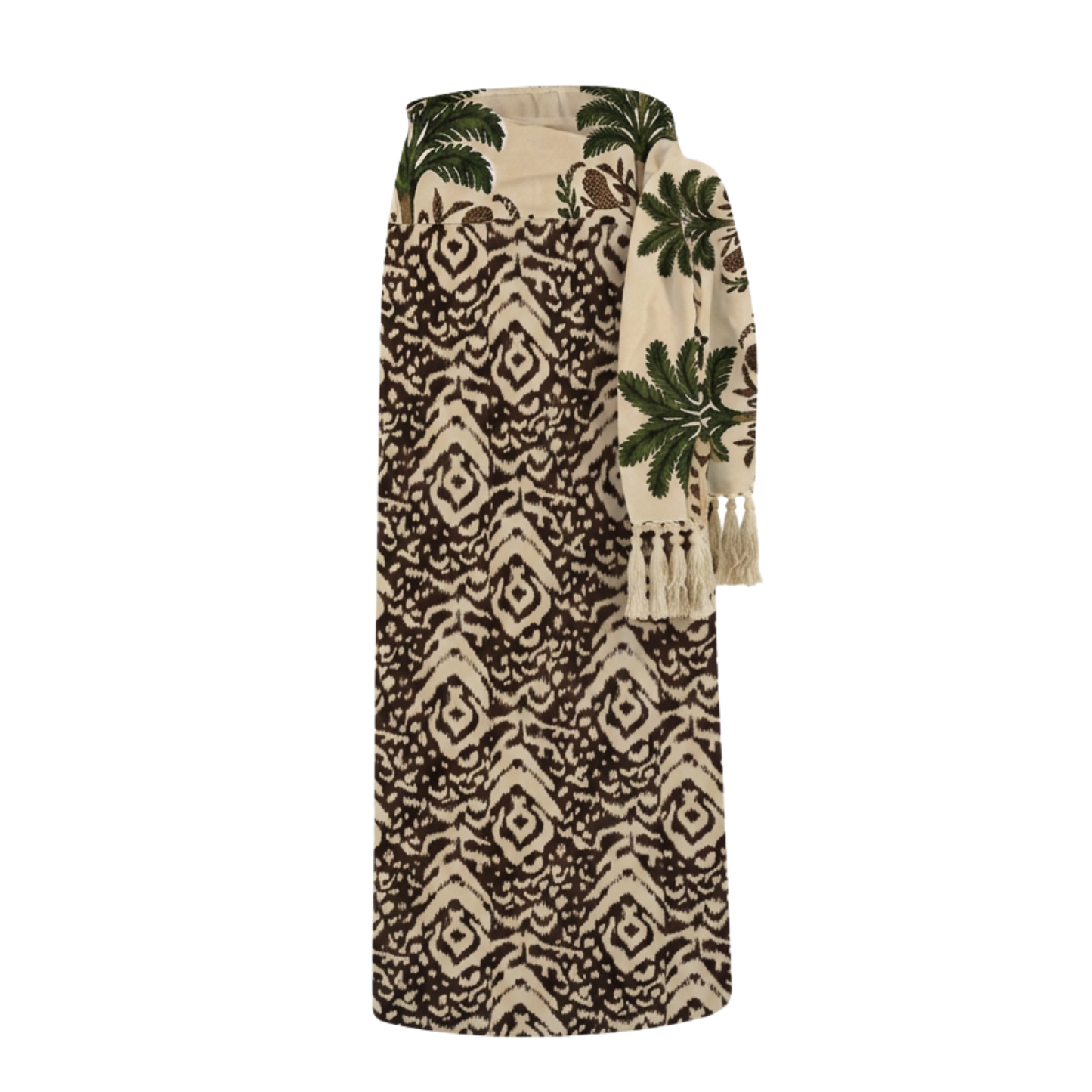 Colección vestidos- conjunto Ikat palmas  blusa doble faz