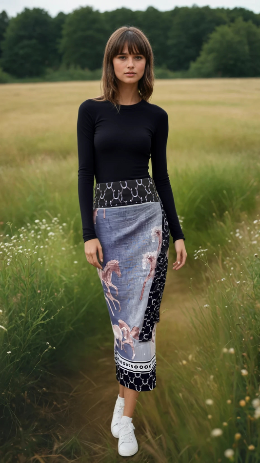 Falda ride degradado negro