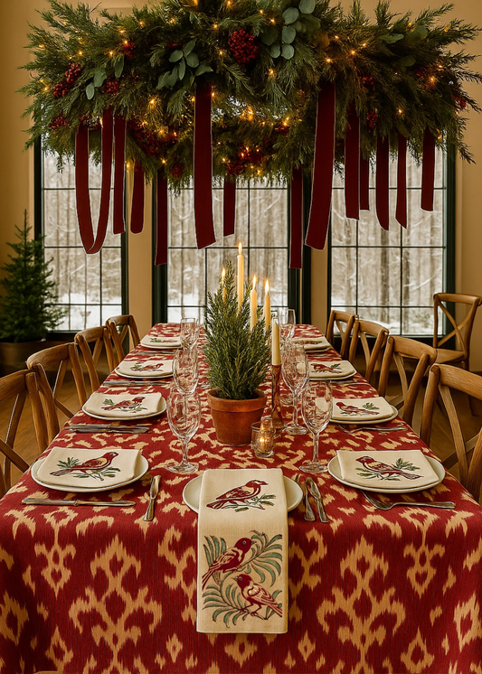 Mantel - Colección Navidad - Ikat rojo