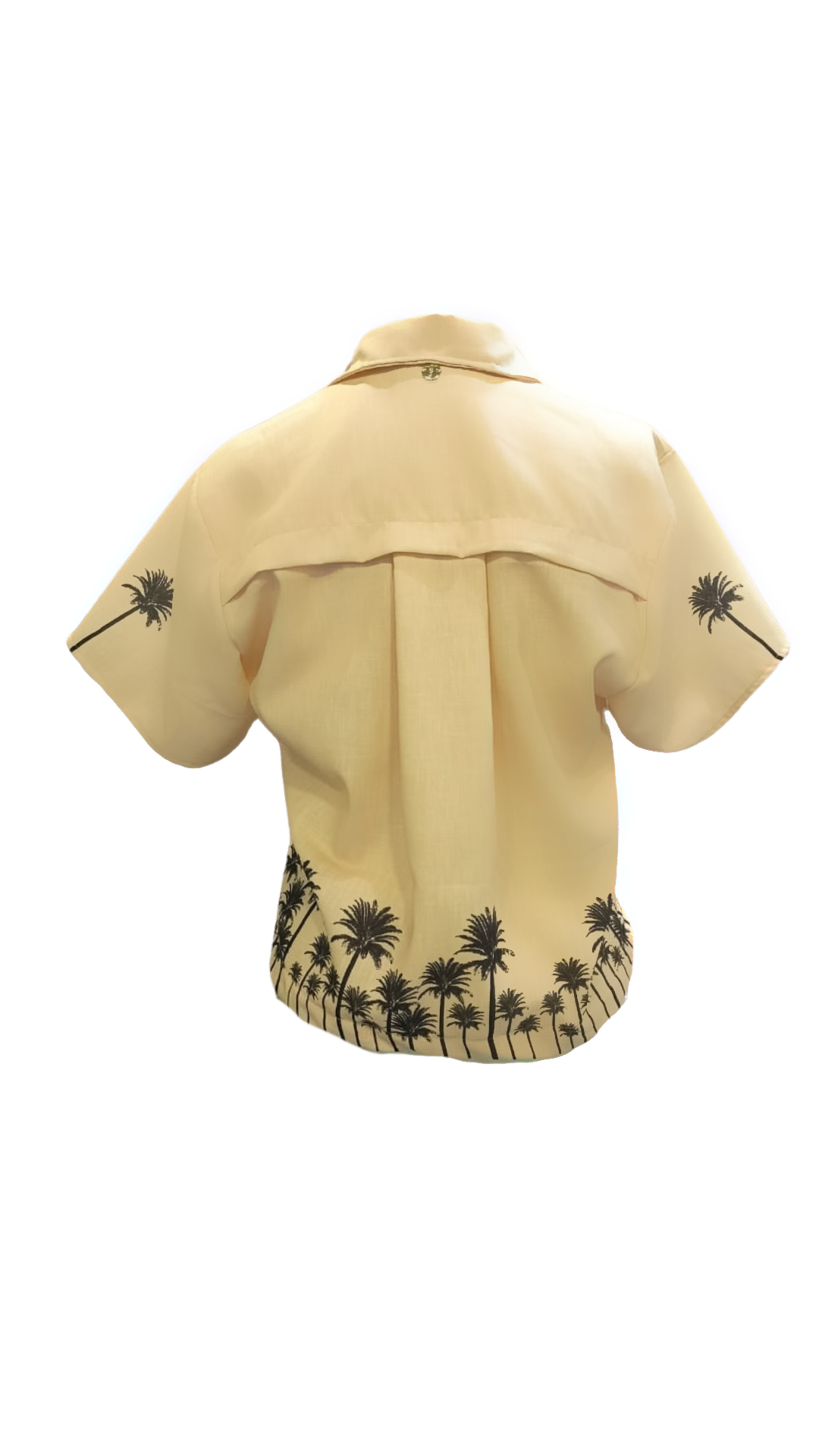 Colección blusas- Camisa beige palmas negras