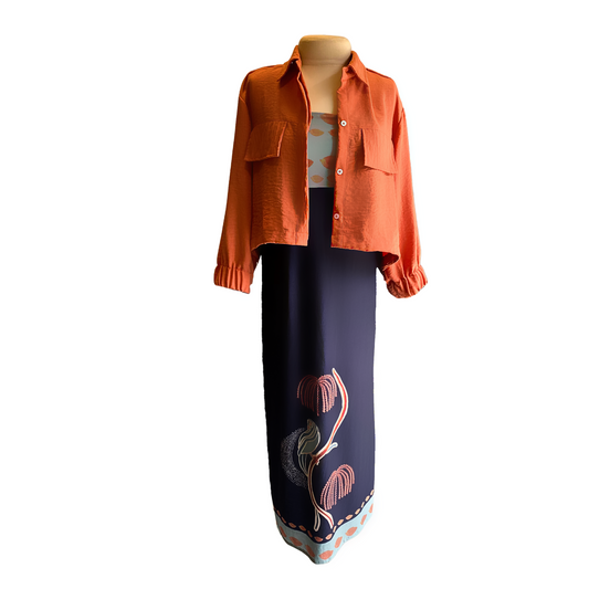 Colección Looks- vestido tiras  y blusa color ladrillo