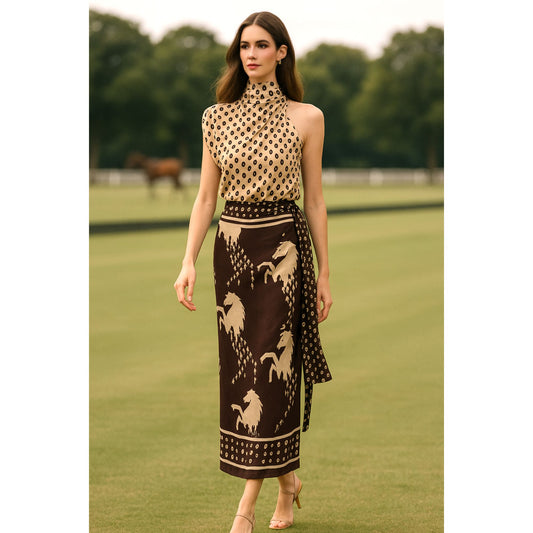 Colección Looks- falda y blusa caballos