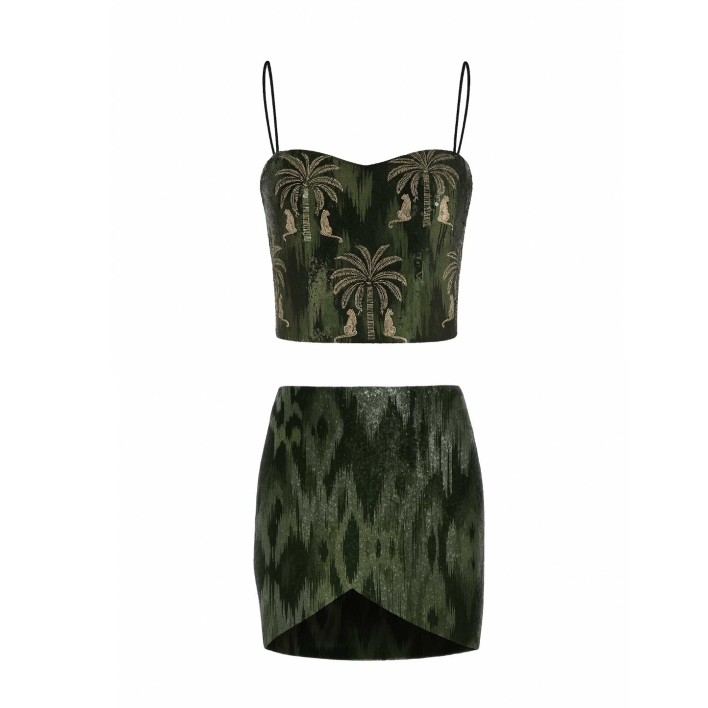 Colección vestidos- conjunto blusa y falda verde