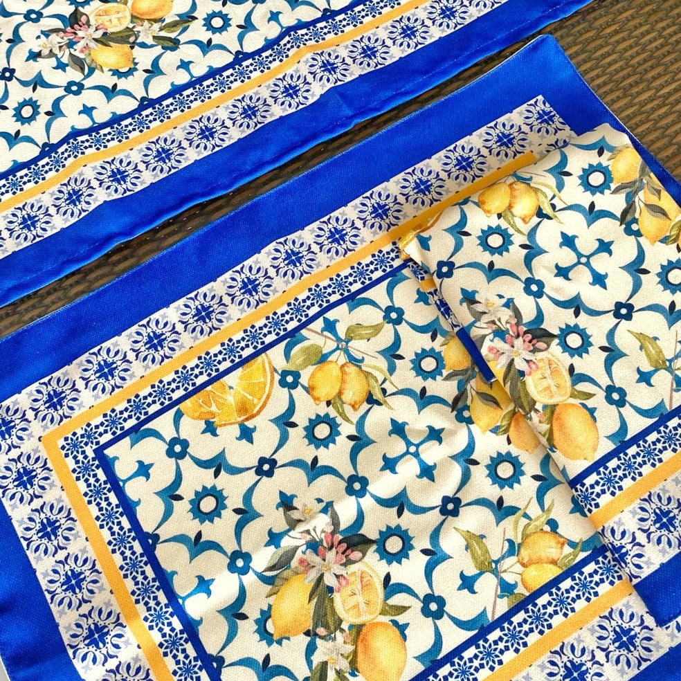 Camino de mesa colección limones - azulejo